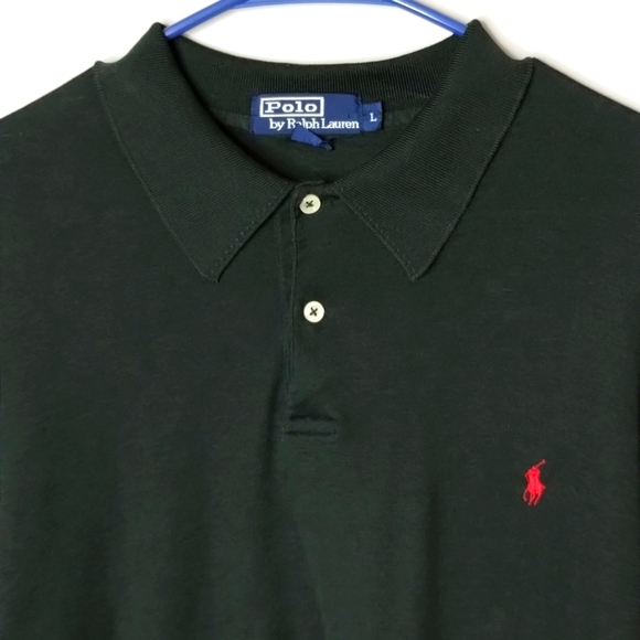 Long Sleeve Polo Shirt Large Dark Green Polo Ralph Lauren red pony - Picture 2 of 5